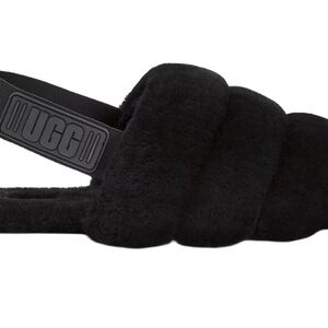 UGG Super Fluff Slipper Black Sz 10